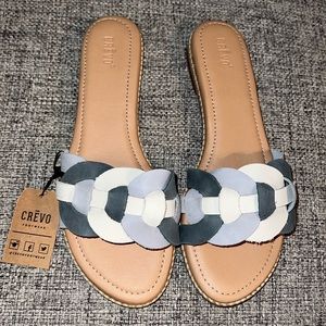 Crevo Women's Poppi Slide Blue & Gray Leather Sandal Size 9 1/2